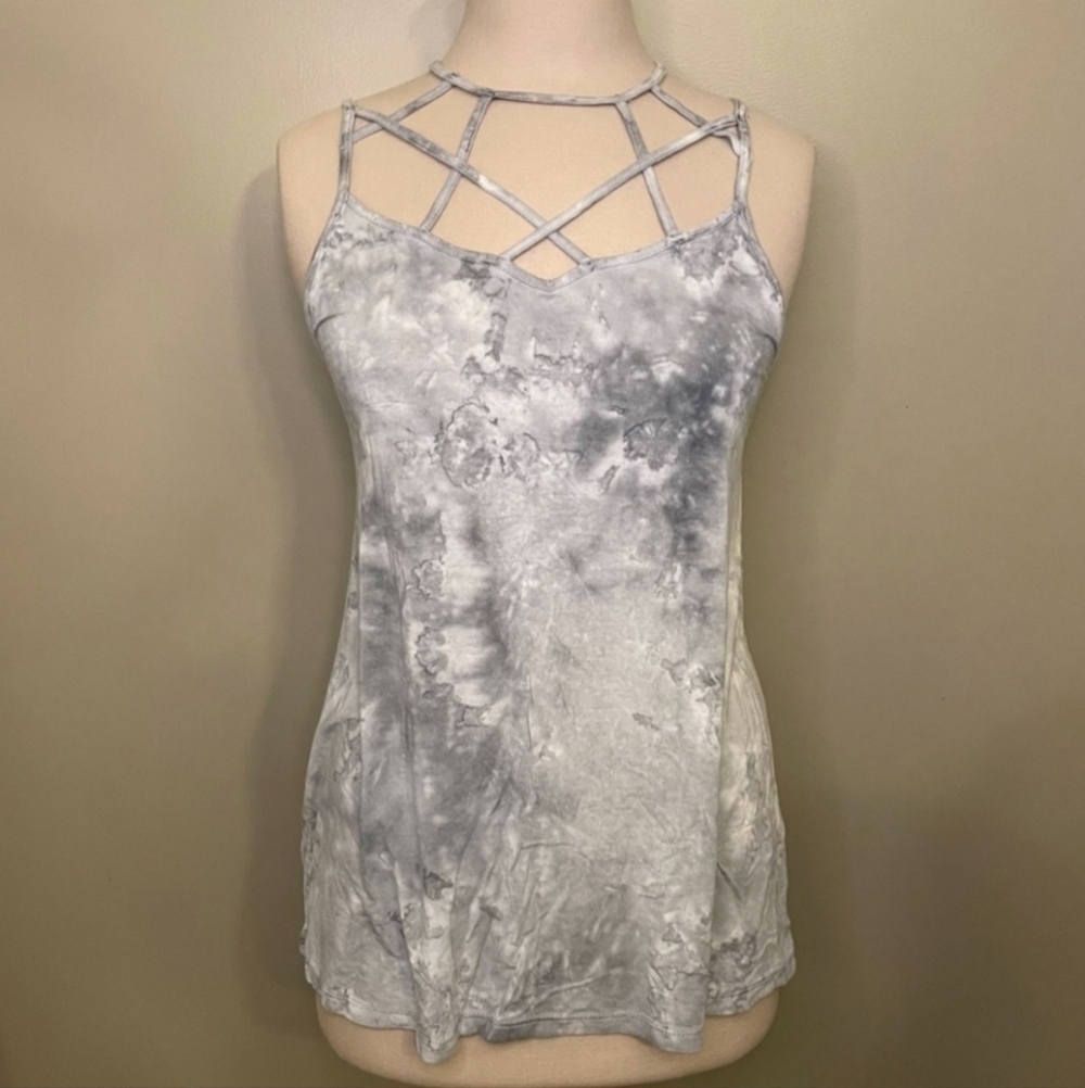 American Eagle AEO Soft & Sexy Strappy Grey Tie Dye Tank Women's Small S EUC